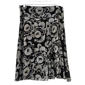 Bob Mackie Chiffon Side Zip Skirt Geometric Floral Art sz 8 EUC